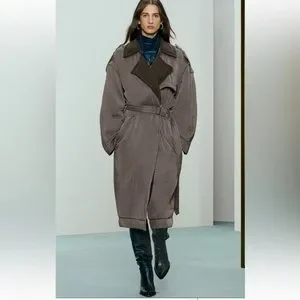 Zara | Jackets & Coats | Zara Srpls Green 0 Cupro Pffr Trnch 11